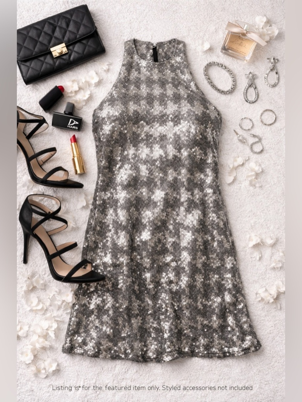 Talula Silver Sequin A-Line Mini Dress